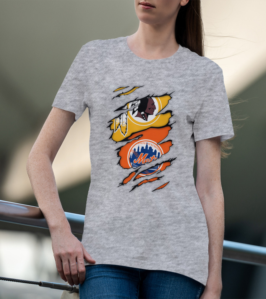 Washington Redskins New York Mets Broken Wall T-Shirt