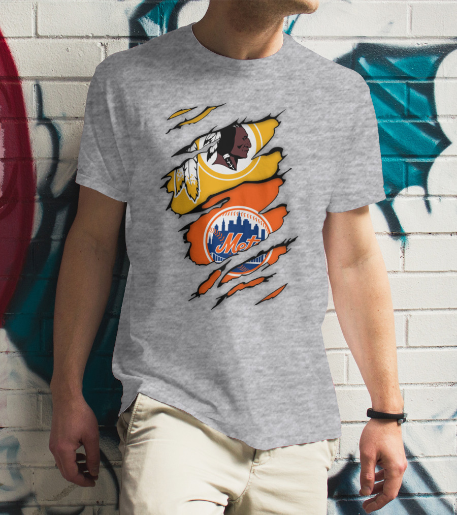 Washington Redskins New York Mets Broken Wall T-Shirt