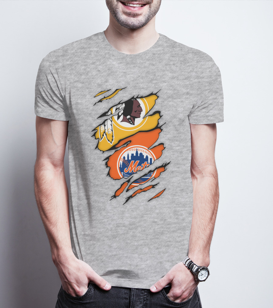 Washington Redskins New York Mets Broken Wall T-Shirt