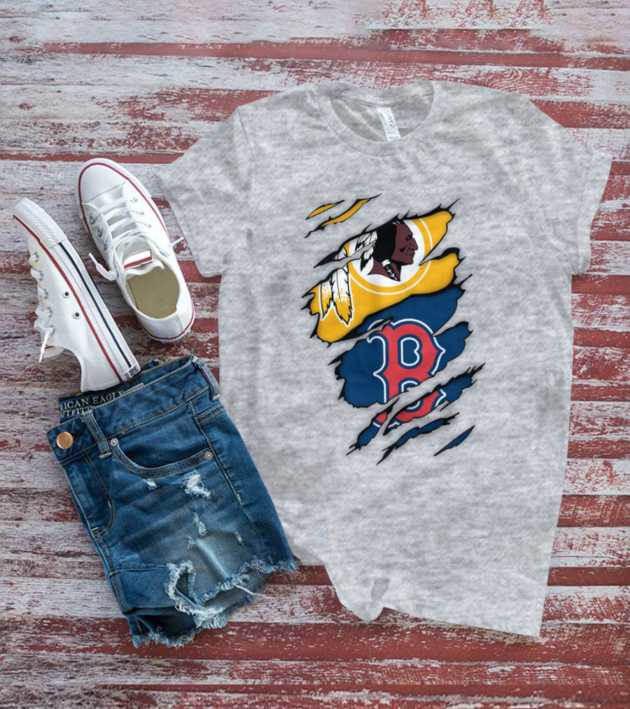 Boston Red Sox Washington Redskins Logos Collage T-Shirt