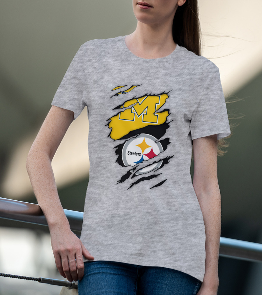 Pittsburgh Steelers Michigan Wolverines Collaboration T-Shirt