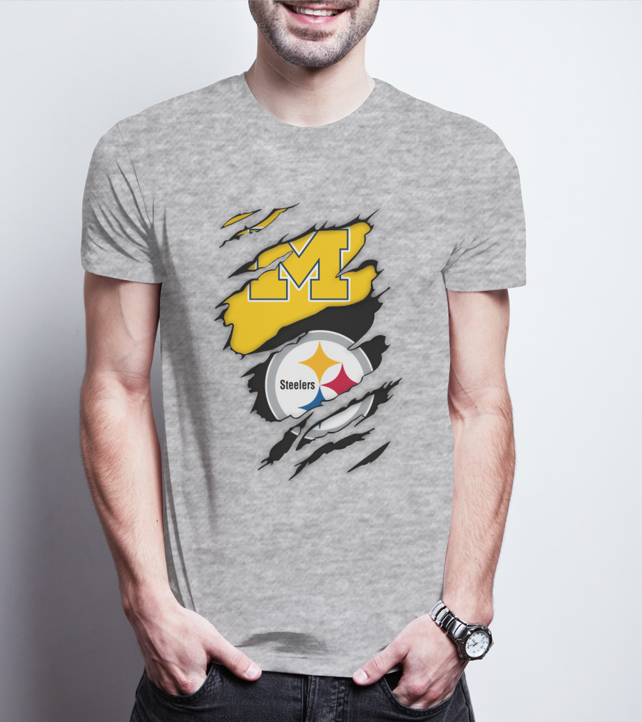 Pittsburgh Steelers Michigan Wolverines Collaboration T-Shirt