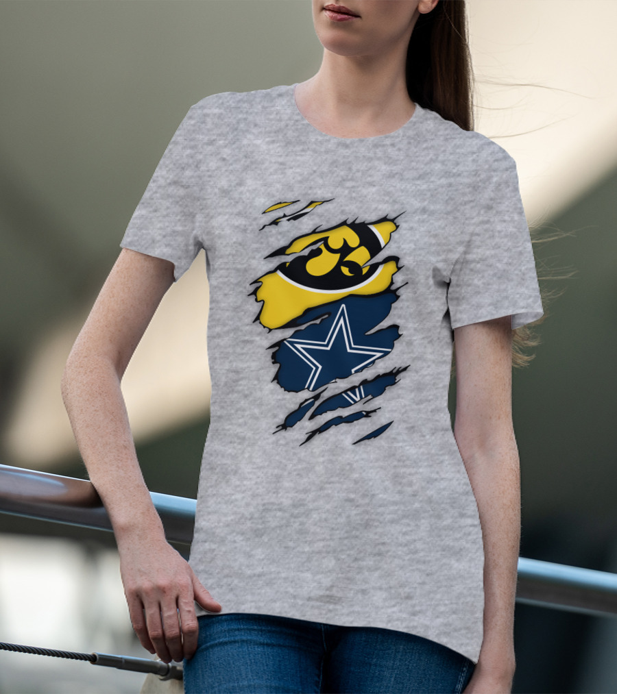Dallas Cowboys Iowa Hawkeyes Fan Claw Marks T-Shirt