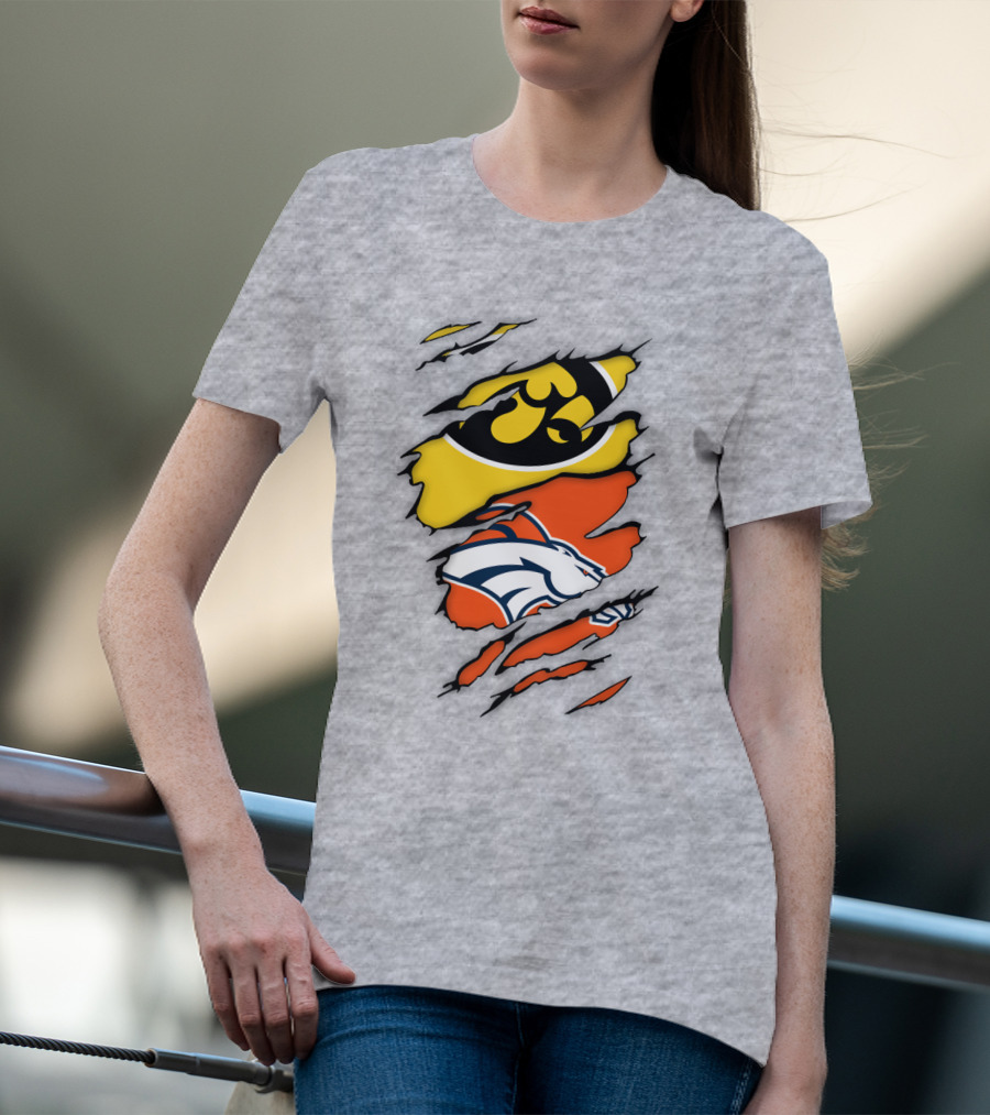 Iowa Hawkeyes Denver Broncos Fan Crossover T-Shirt