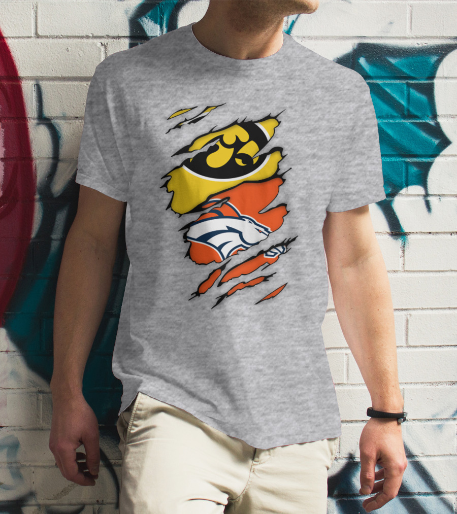Iowa Hawkeyes Denver Broncos Fan Crossover T-Shirt