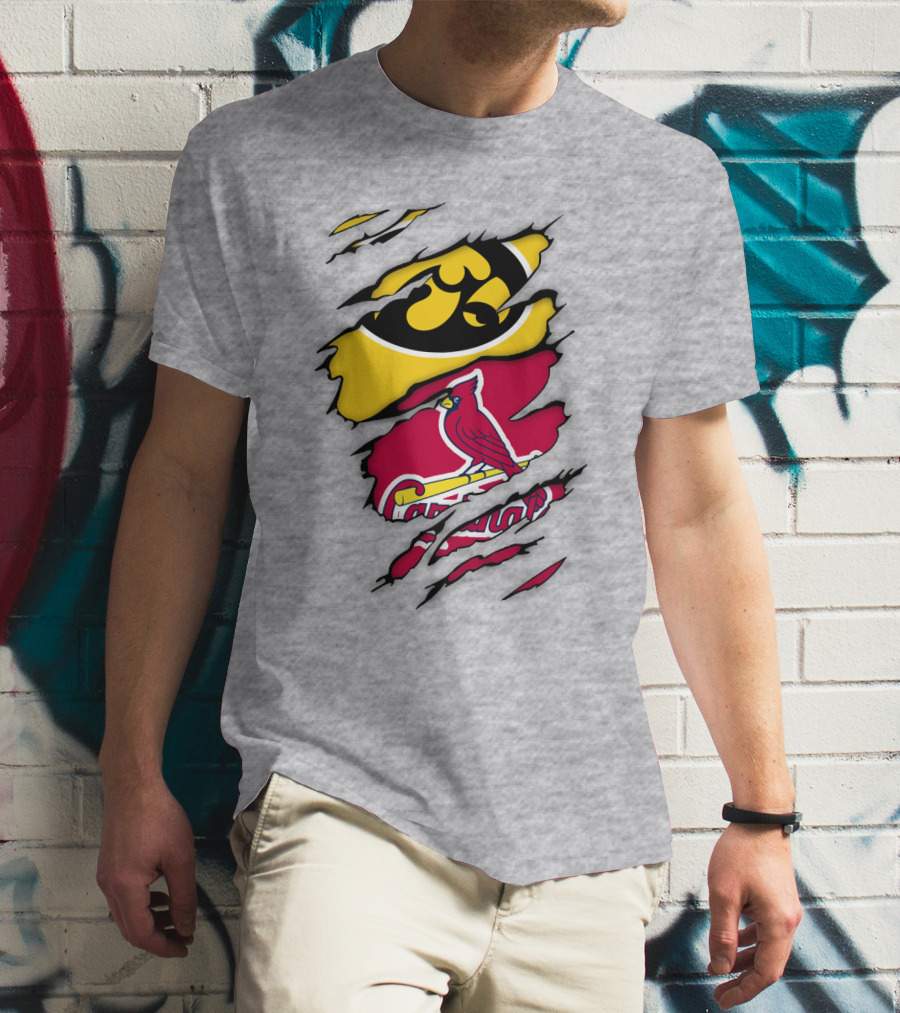 St Louis Cardinals Iowa Hawkeyes Ripped T-Shirt
