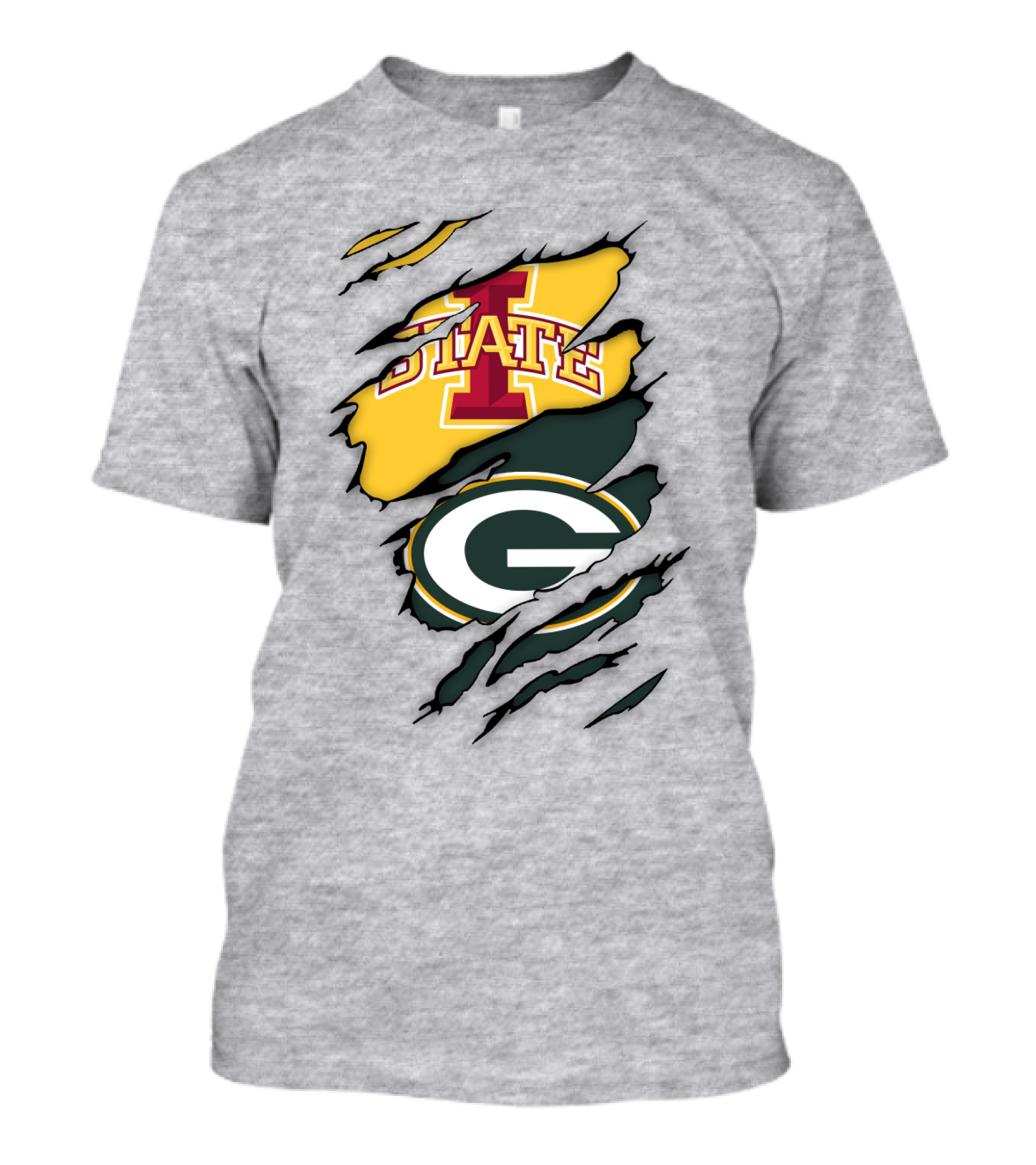 Green Bay Packers Iowa State Cyclones Torn Ripped Claw Marks T-Shirt