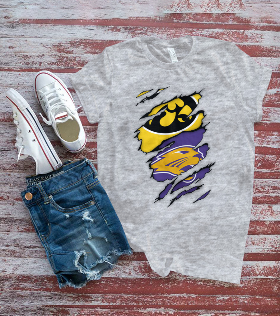 Northern Iowa Panthers Iowa Hawkeyes Dual Logo Fusion T-Shirt