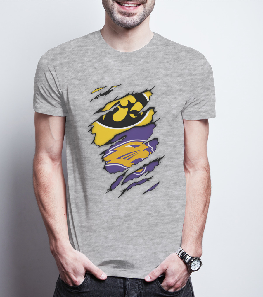 Northern Iowa Panthers Iowa Hawkeyes Dual Logo Fusion T-Shirt