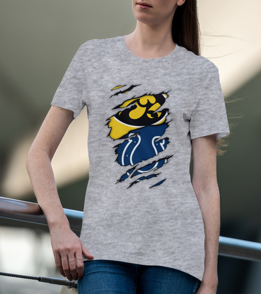 Indianapolis Colts Iowa Hawkeyes Logo Mashup T-Shirt