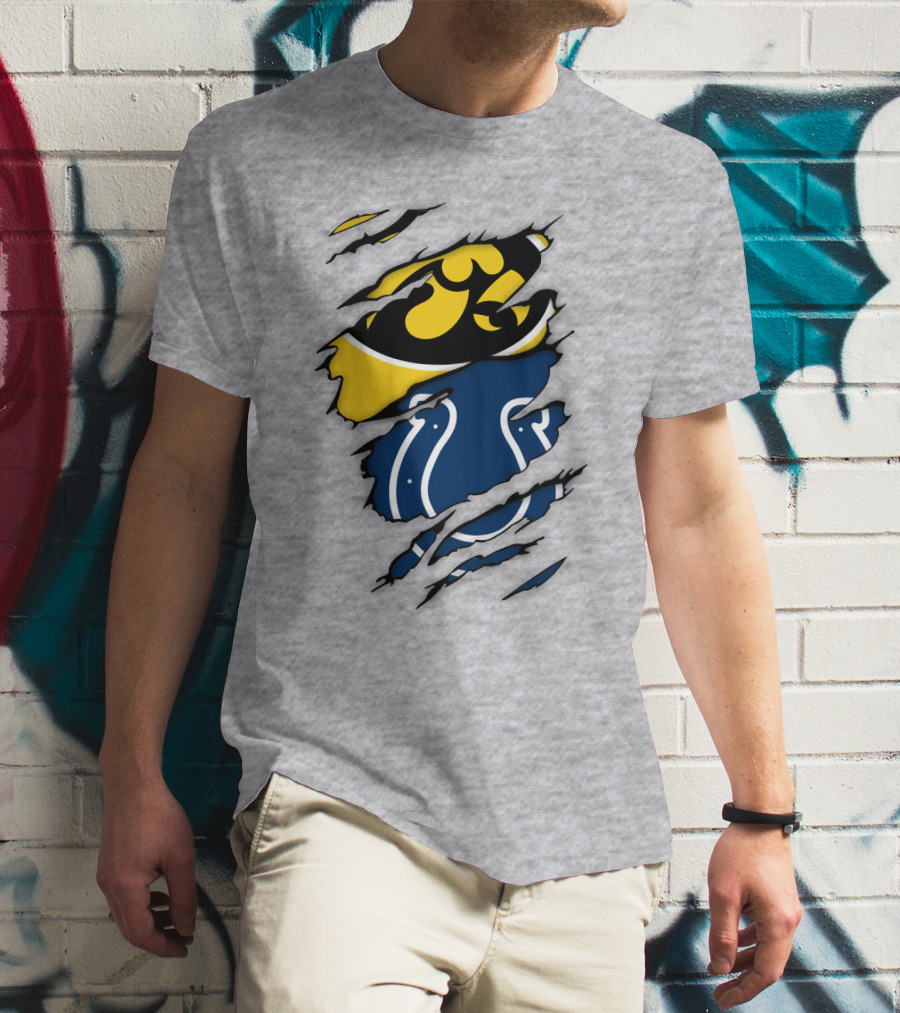 Indianapolis Colts Iowa Hawkeyes Logo Mashup T-Shirt