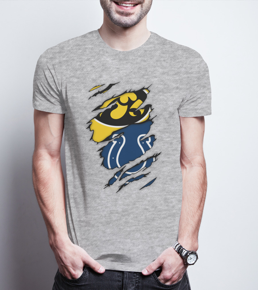Indianapolis Colts Iowa Hawkeyes Logo Mashup T-Shirt