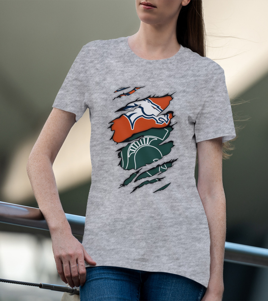Denver Broncos Michigan State Spartan Helmet T-Shirt