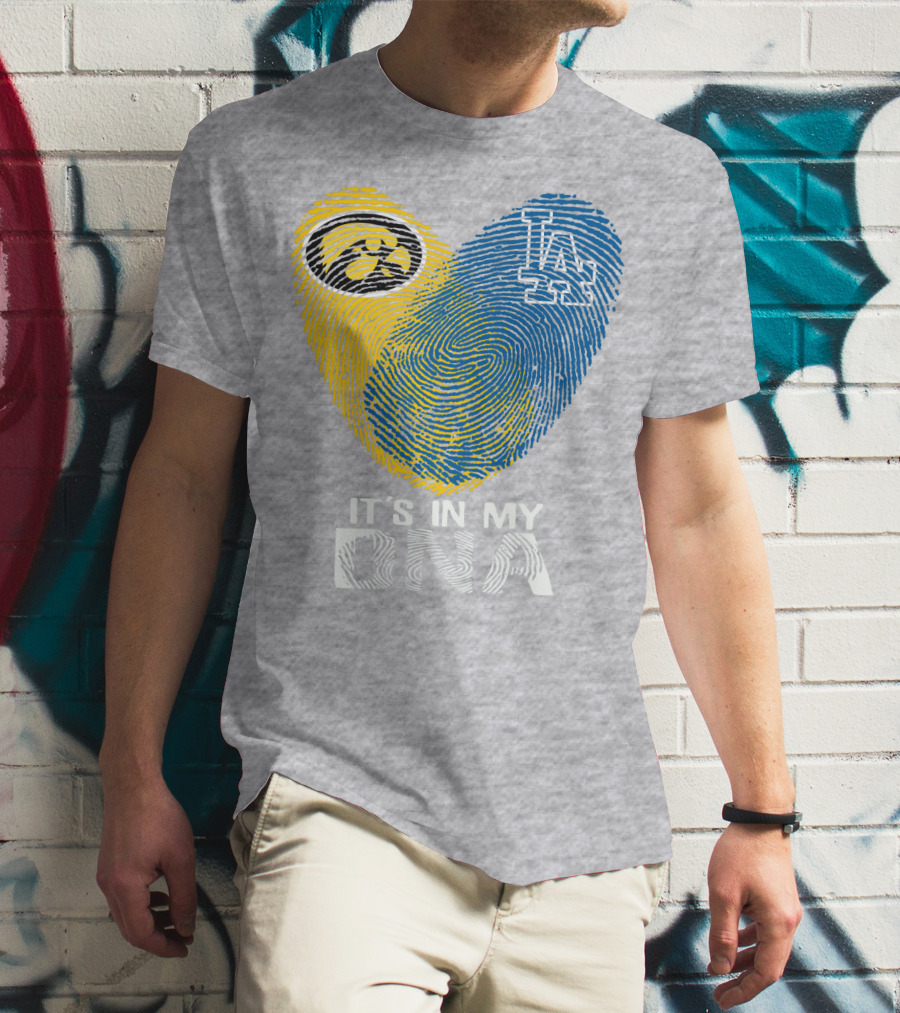 It's In My DNA Los Angeles Dodgers Iowa Hawkeye Fingerprint T-Shirt