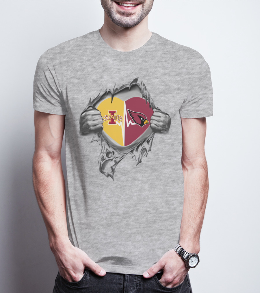 Iowa State Cyclones Arizona Cardinals Heart Fusion T-Shirt