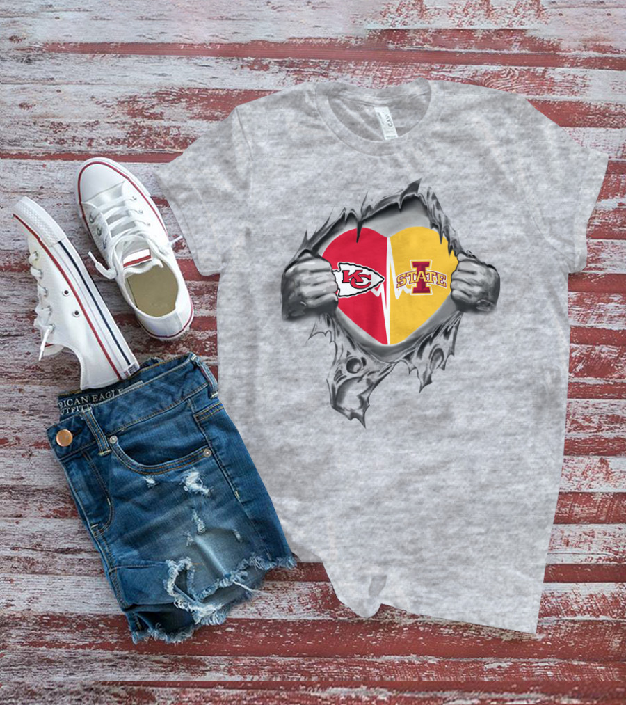 Kansas City Chiefs Iowa State University Heart Fan Loyalty T-Shirt