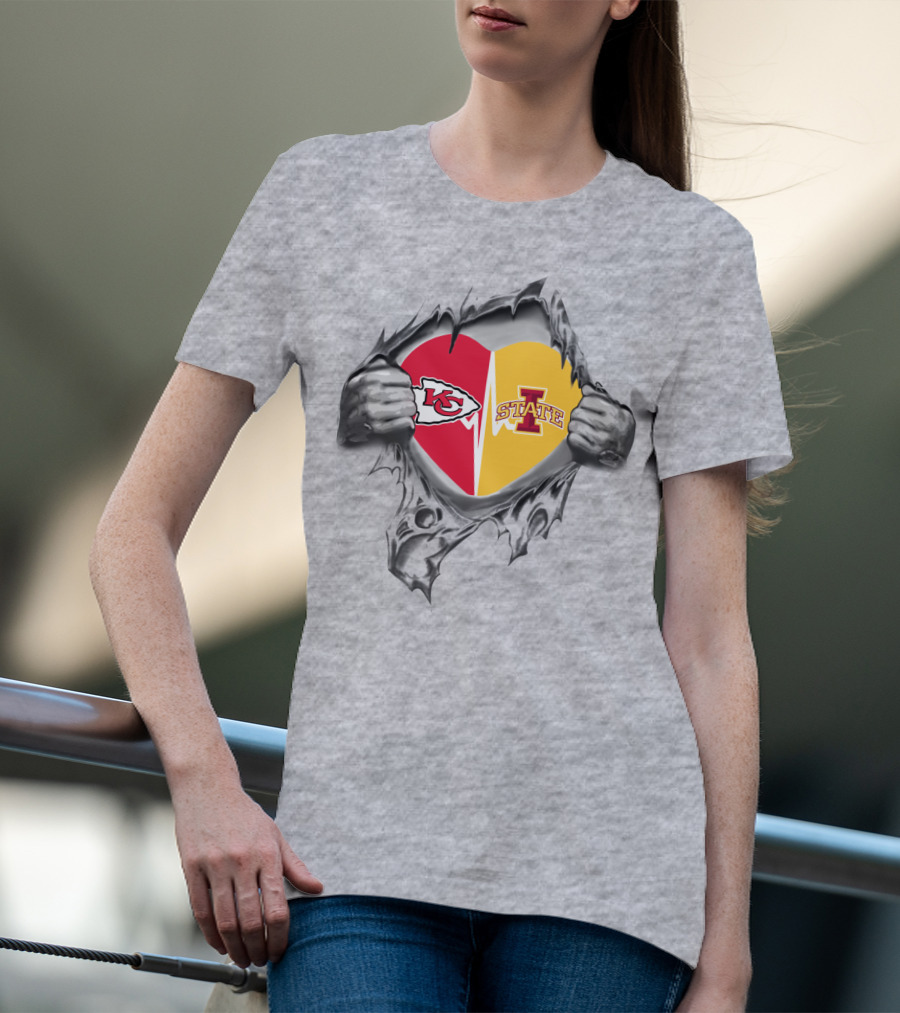Kansas City Chiefs Iowa State University Heart Fan Loyalty T-Shirt