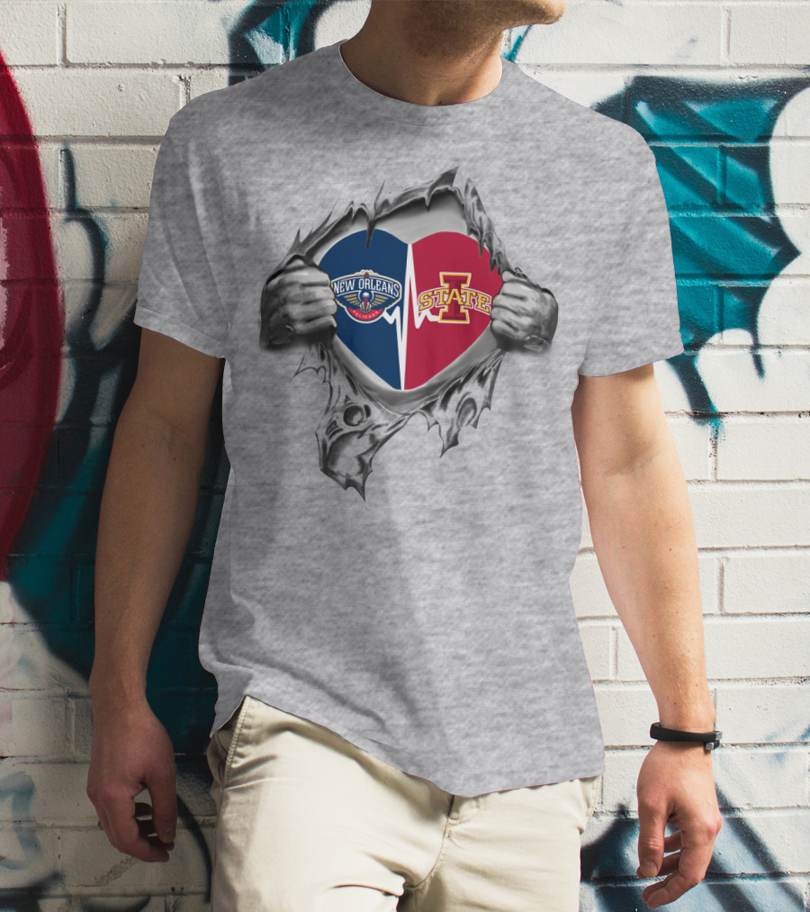 New Orleans Pelicans Iowa State Heart Rip T-Shirt