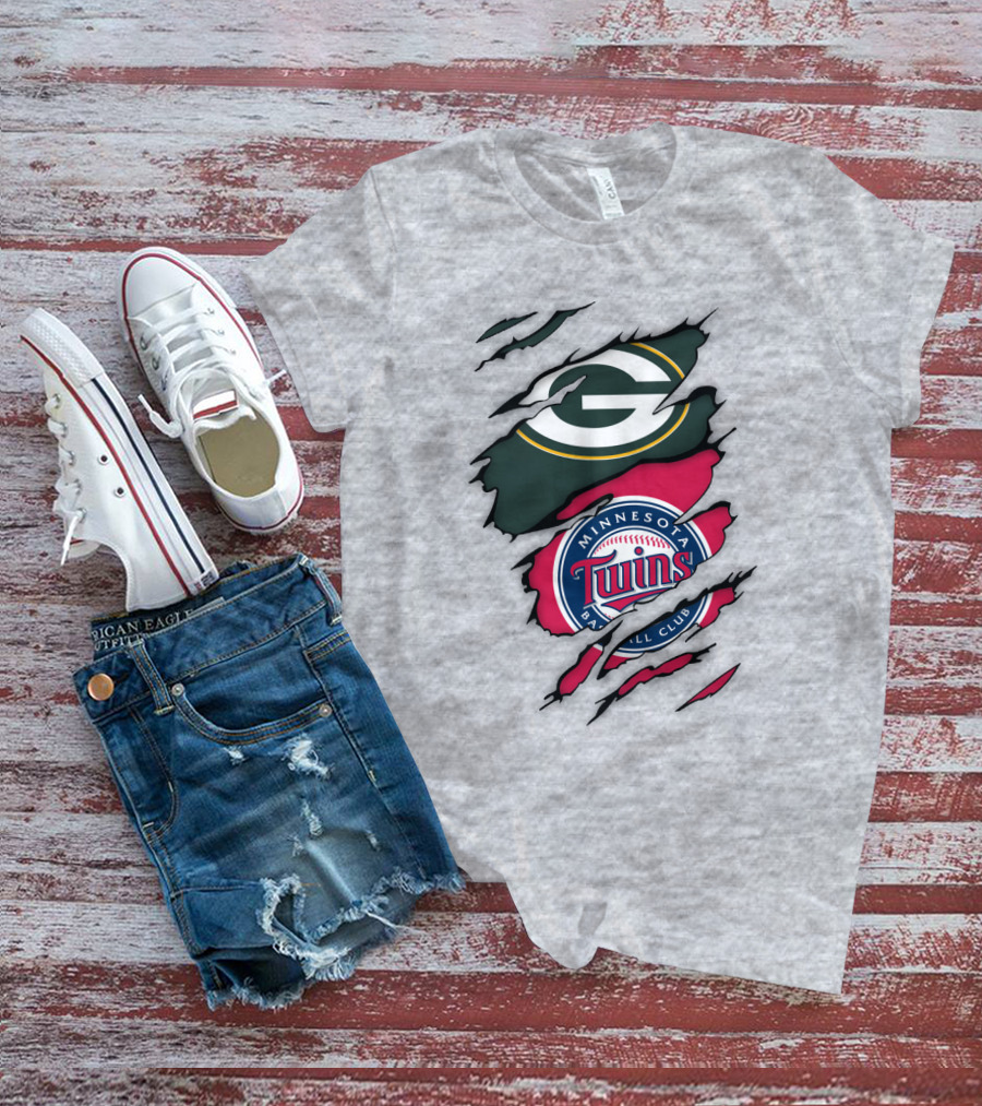 Minnesota Twins Baseball Club Green Bay Packers T-Shirt
