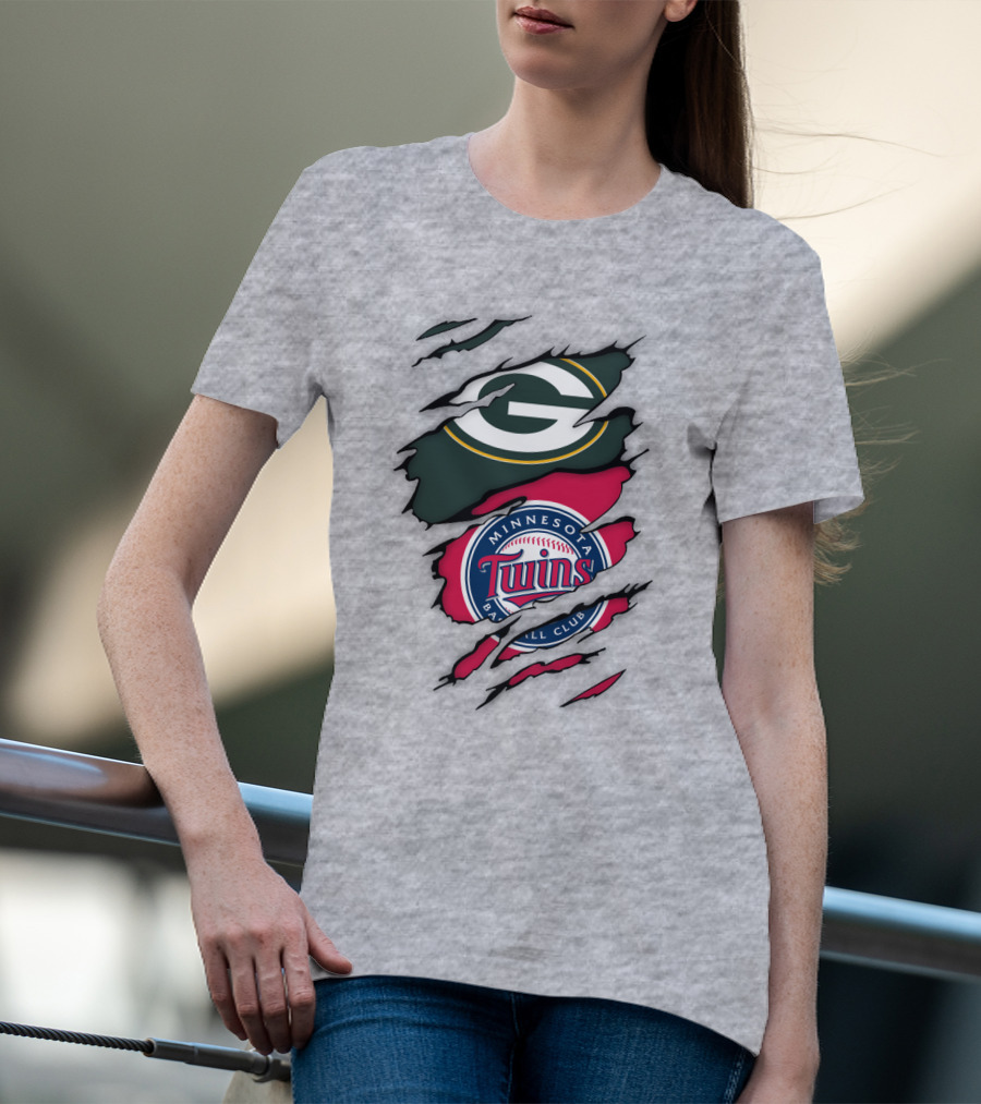 Minnesota Twins Baseball Club Green Bay Packers T-Shirt