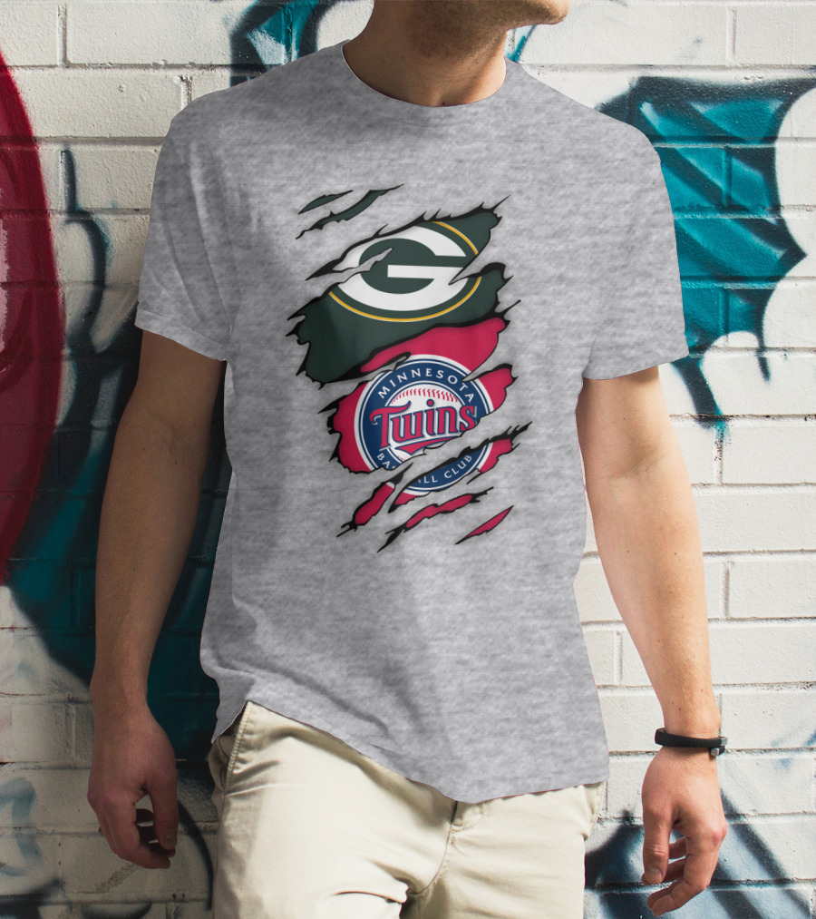 Minnesota Twins Baseball Club Green Bay Packers T-Shirt