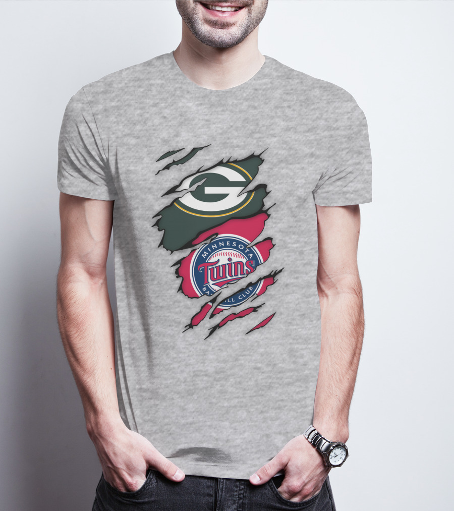 Minnesota Twins Baseball Club Green Bay Packers T-Shirt