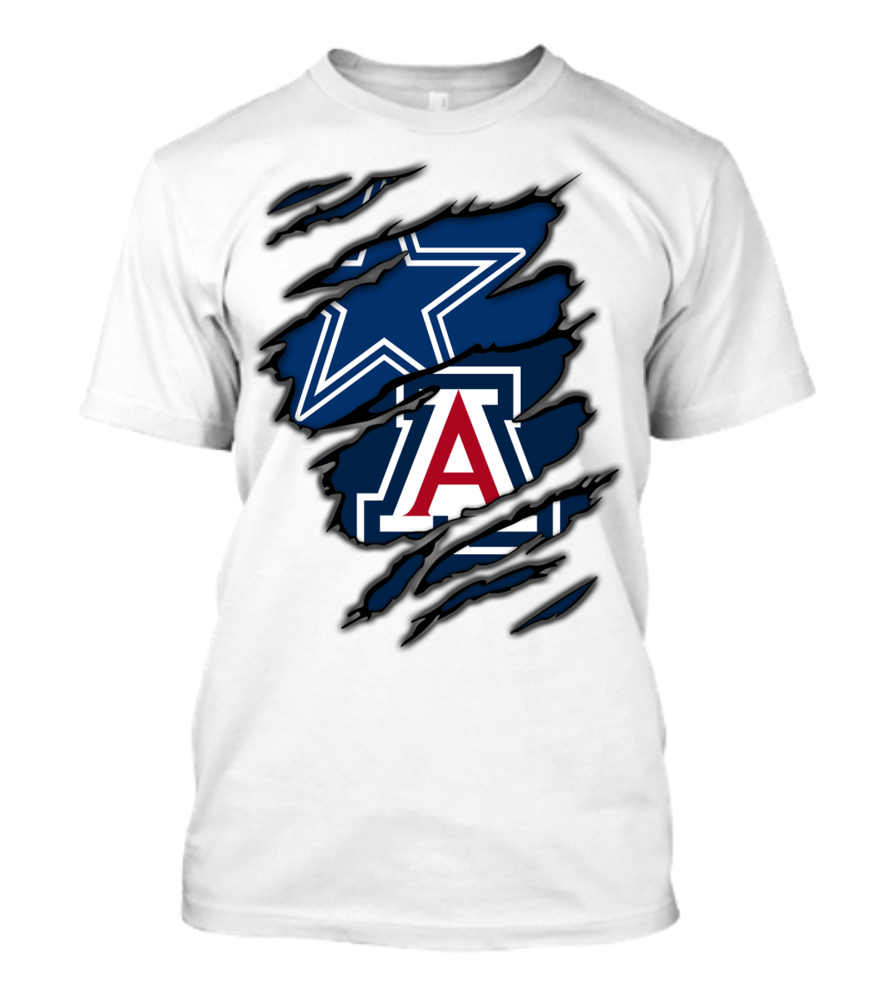Dallas Cowboys Arizona Wildcats Torn Ripped Claw T-Shirt