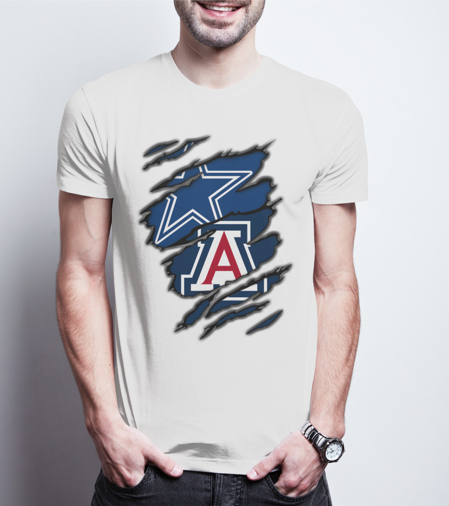 Dallas Cowboys Arizona Wildcats Torn Ripped Claw T-Shirt
