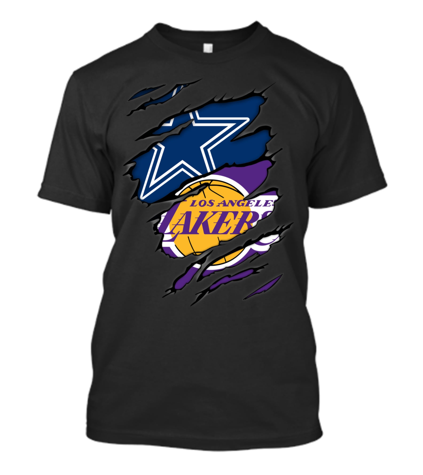 Cowboys Los Angeles Lakers Star Logo And Basketball Fusion T-Shirt