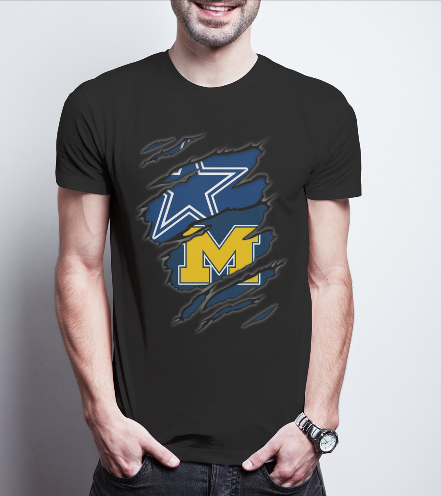 Cowboys Star Meets Michigan Wolverines Block M T-Shirt