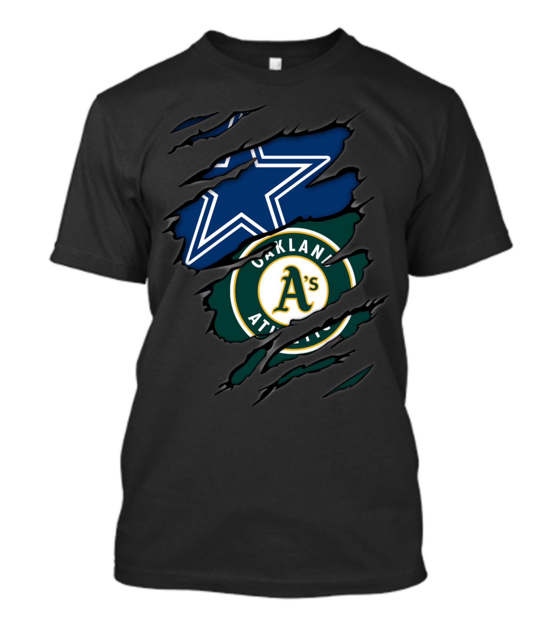 Cowboys Oakland Athletics Dallas Star And A's Logo Fusion T-Shirt