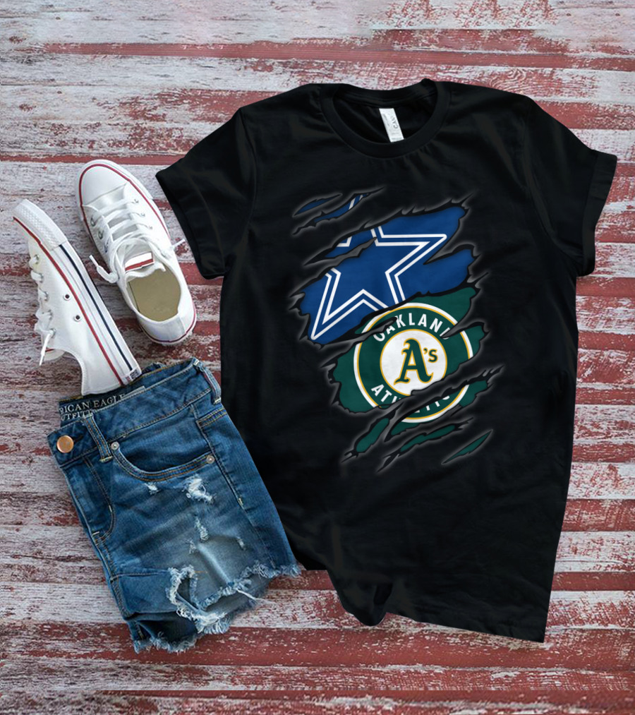 Cowboys Oakland Athletics Dallas Star And A's Logo Fusion T-Shirt