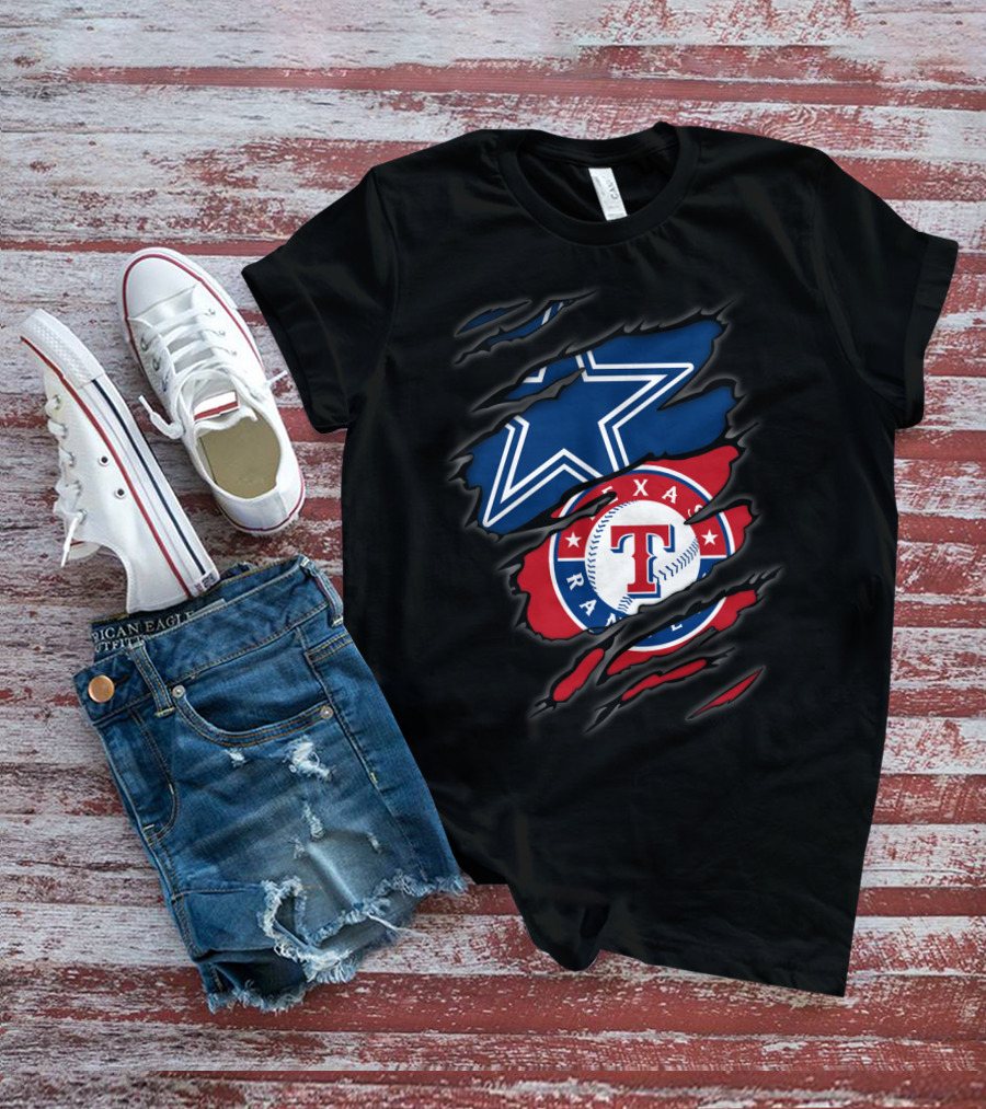 Dallas Cowboys And Texas Rangers Logos Fusion T-Shirt
