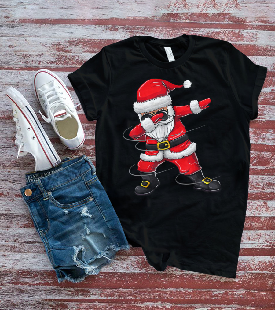 Christmas Dabbing Santa Boy Girl Santa Dab Pose T-Shirt