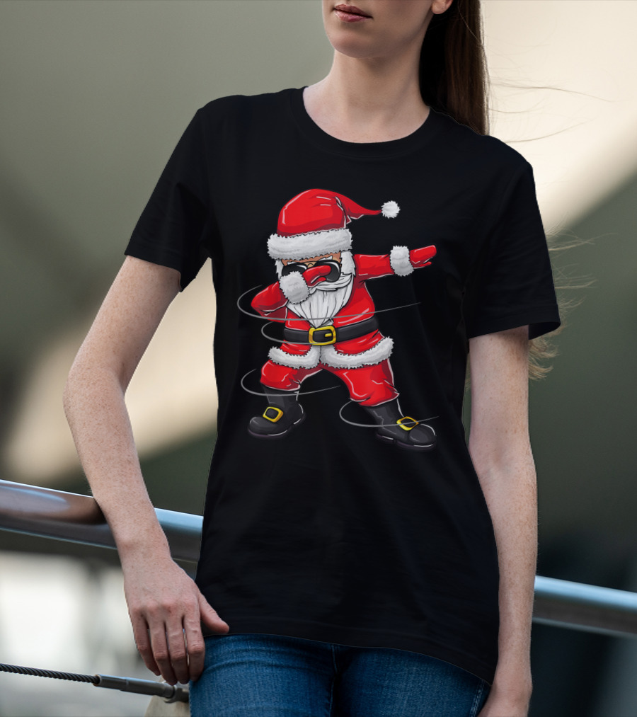 Christmas Dabbing Santa Boy Girl Santa Dab Pose T-Shirt