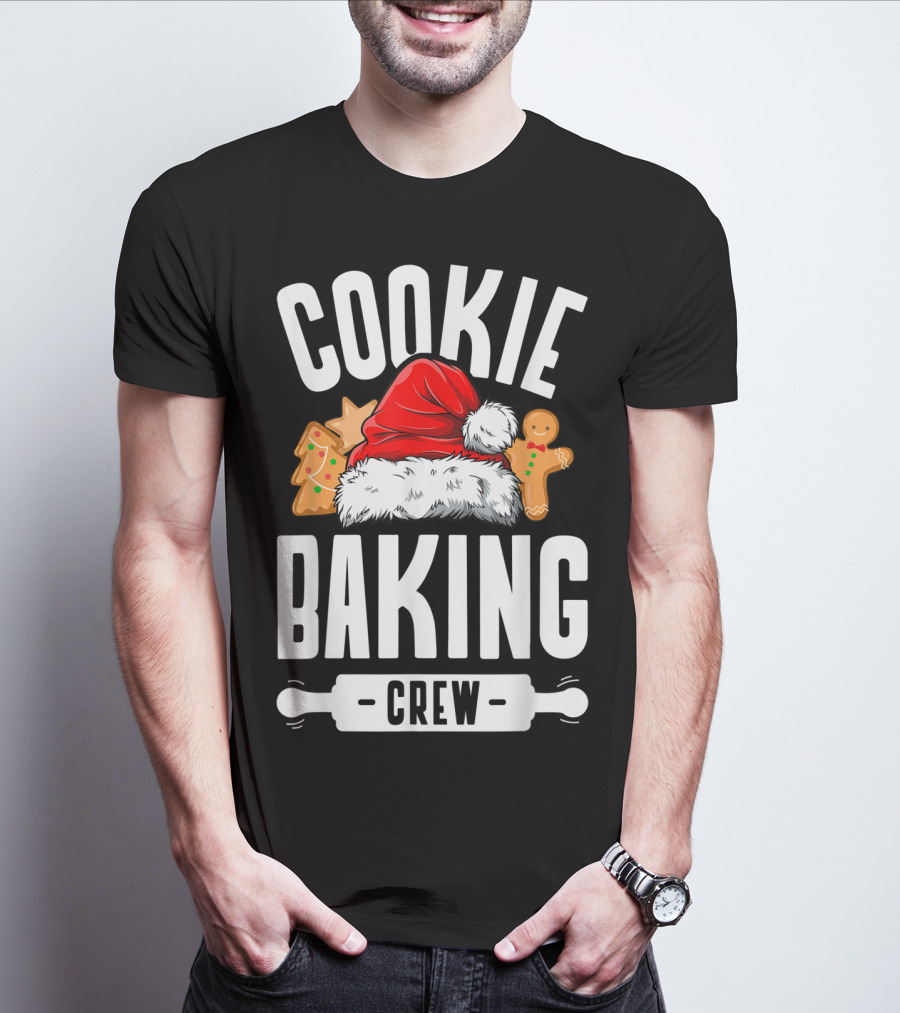 Cookie Baking Crew Christmas Santa Hat Gingerbread Family T-Shirt