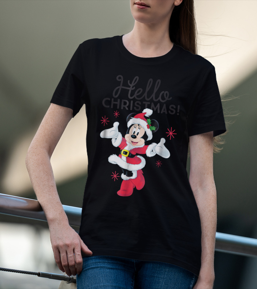 Disney Santa Minnie Mouse Hello Christmas T-Shirt