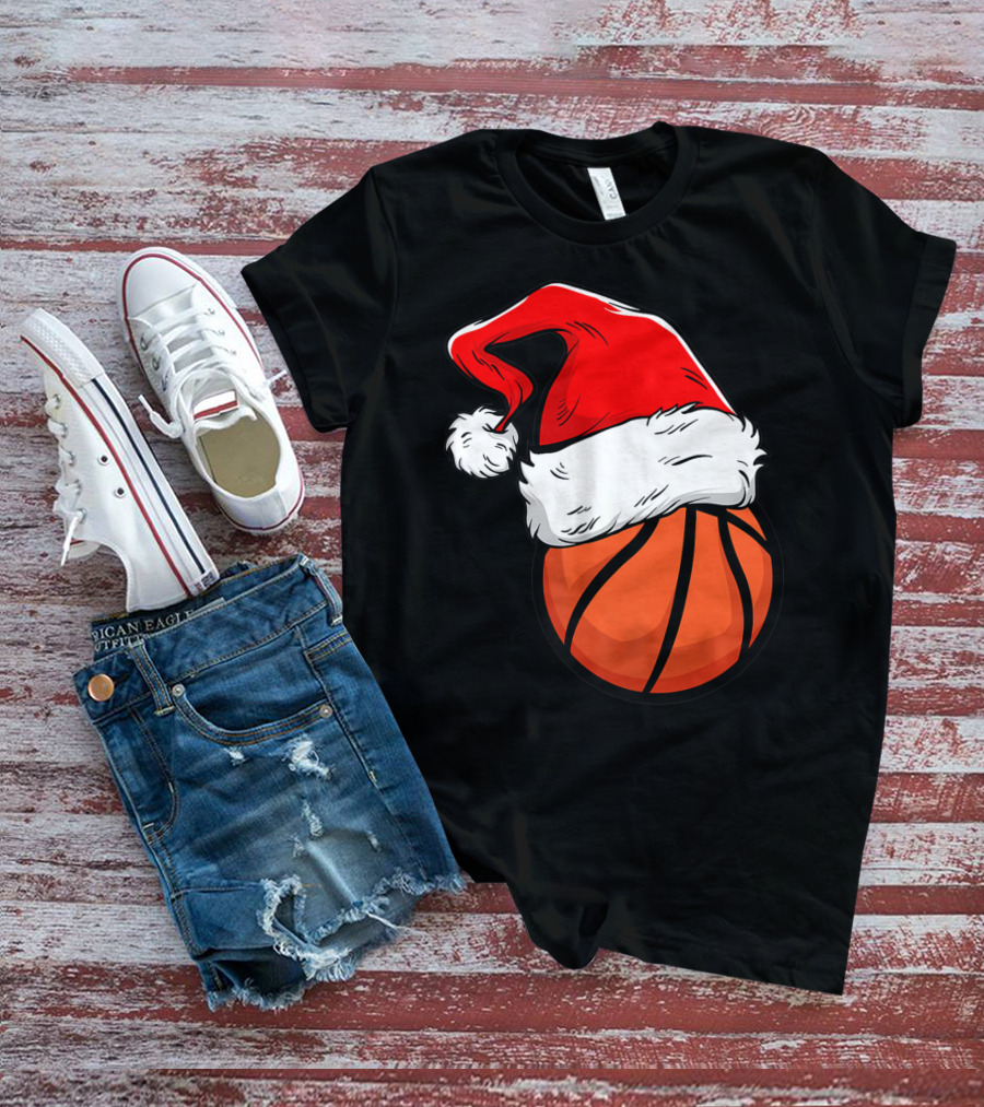 Funny Basketball Coach Player Santa Hat T-Shirt