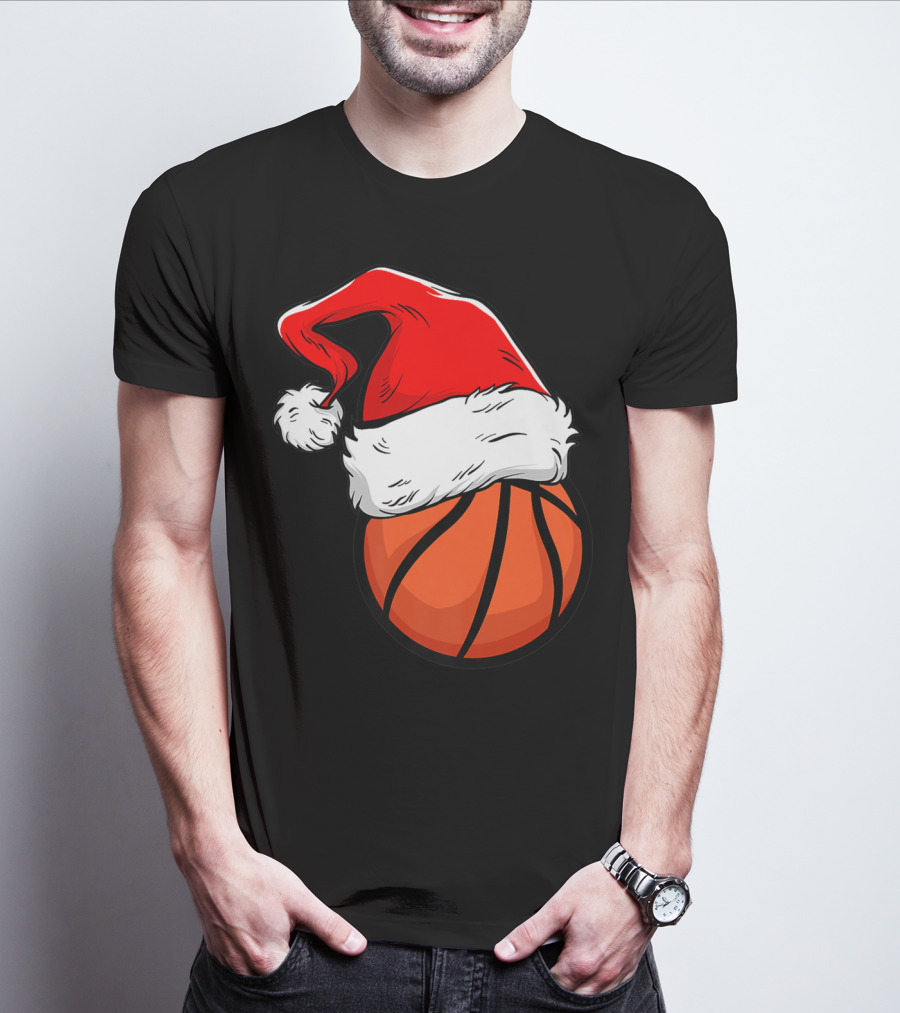 Funny Basketball Coach Player Santa Hat T-Shirt