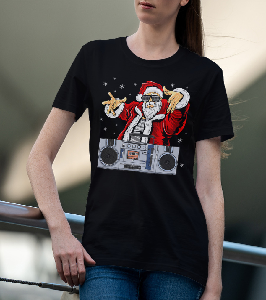 Santa Claus DJ Hip Hop Boombox T-Shirt