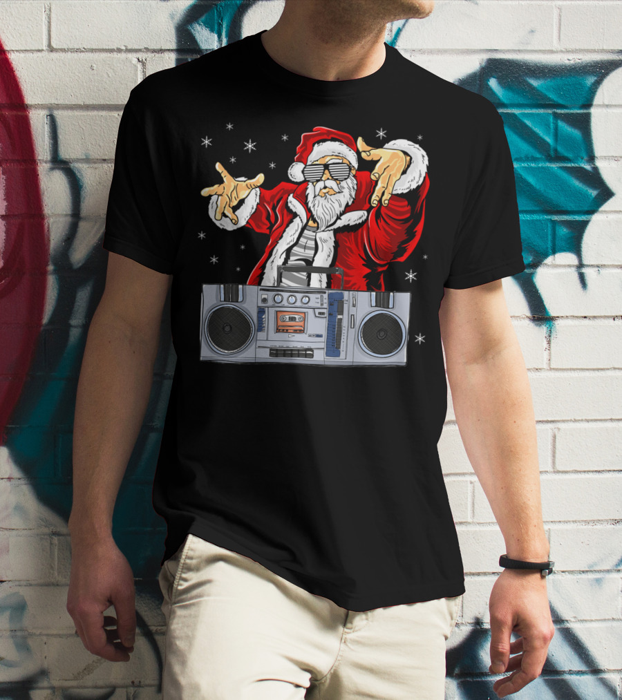 Santa Claus DJ Hip Hop Boombox T-Shirt