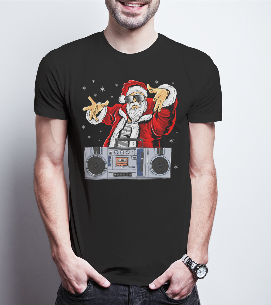 Santa Claus DJ Hip Hop Boombox T-Shirt