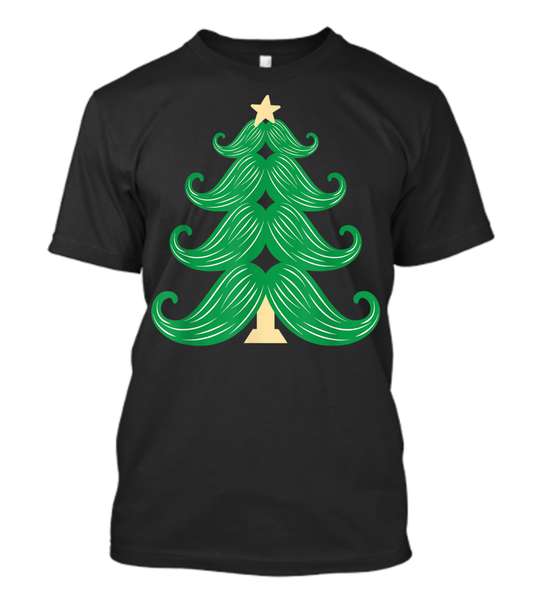 Mustache Christmas Tree Holiday Star T-Shirt
