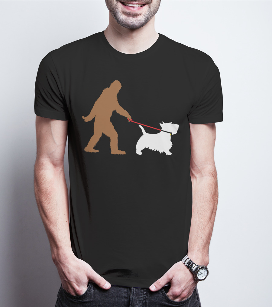 Bigfoot Walking Scottish Terrier Dog Leash Iconic T-Shirt