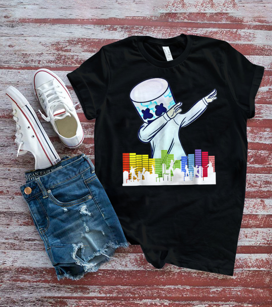 All I Want For Christmas Is Marshmallow Dabbing With Colorful Dance Equalizer T-Shirt