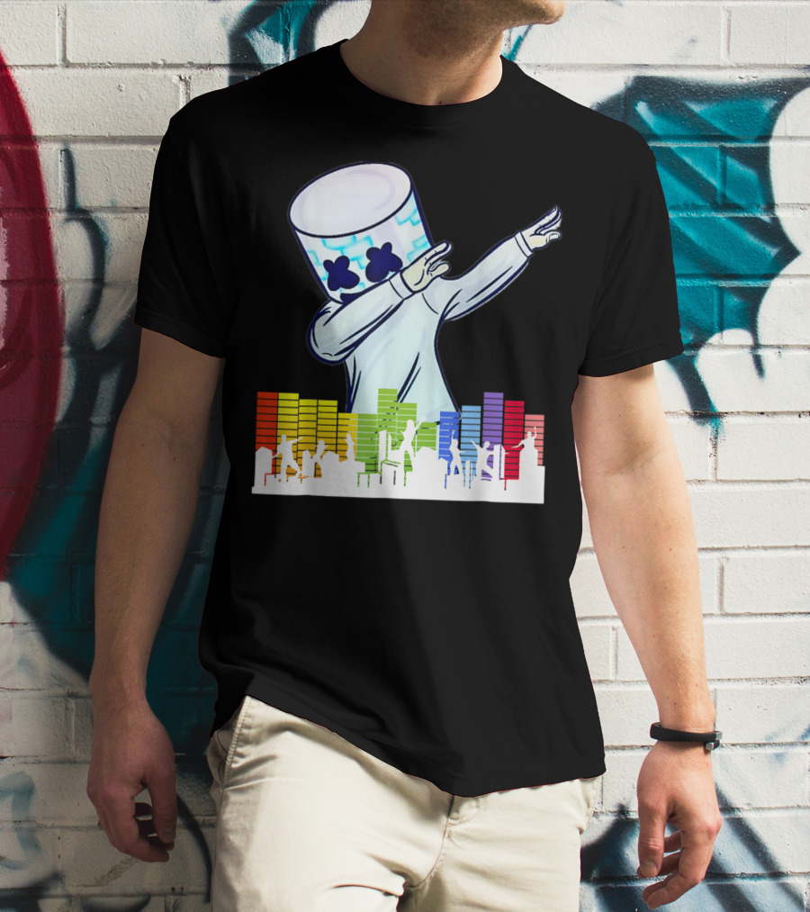 All I Want For Christmas Is Marshmallow Dabbing With Colorful Dance Equalizer T-Shirt