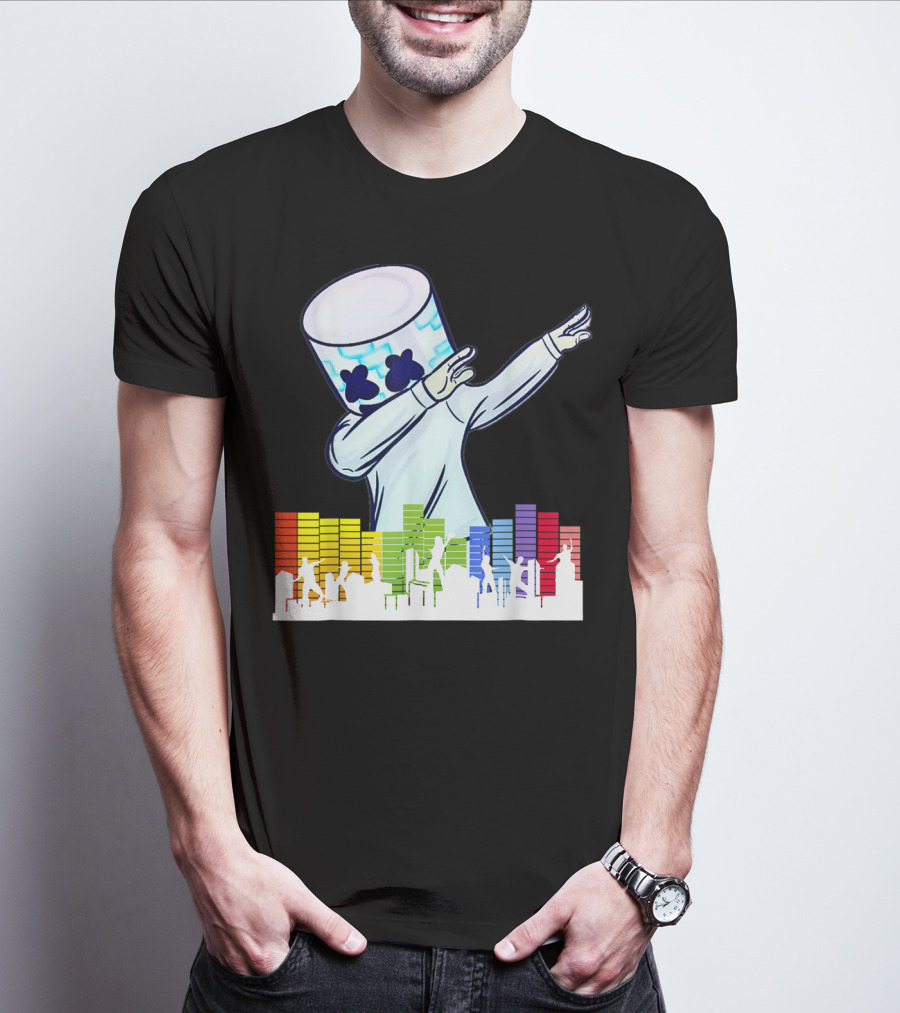 All I Want For Christmas Is Marshmallow Dabbing With Colorful Dance Equalizer T-Shirt