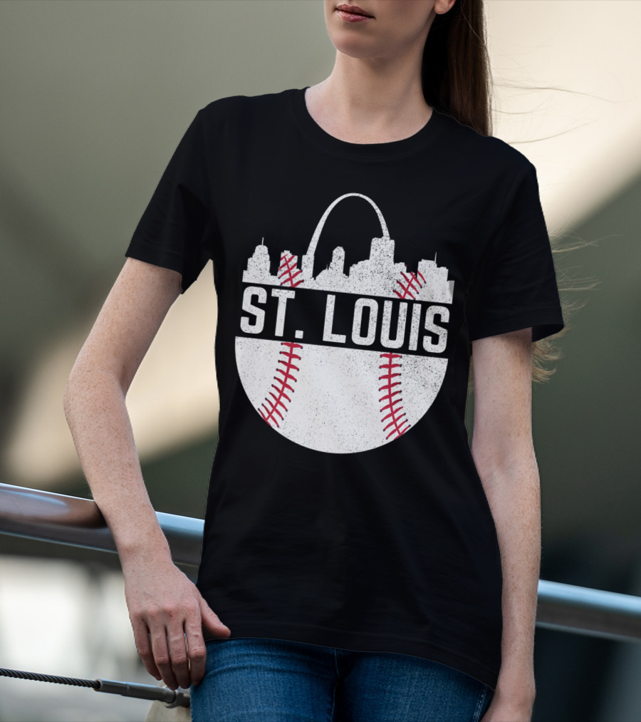 St Louis Baseball Skyline Arch T-Shirt
