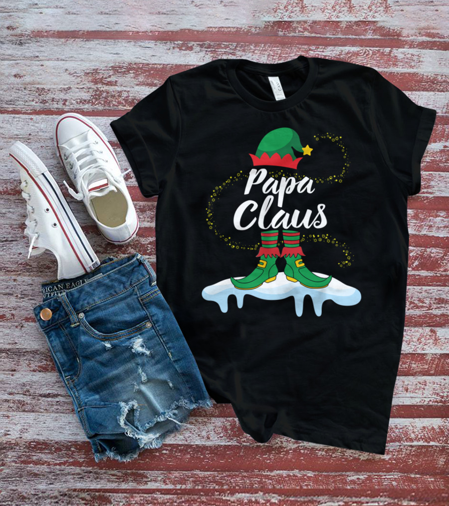 Papa Claus Elf Body Dancing On Snow Merry T-Shirt