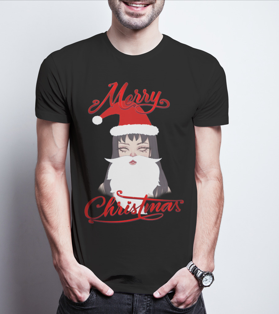 Merry Christmas Uzumaki Kirie Goshima Manga Santa Hat And Beard T-Shirt